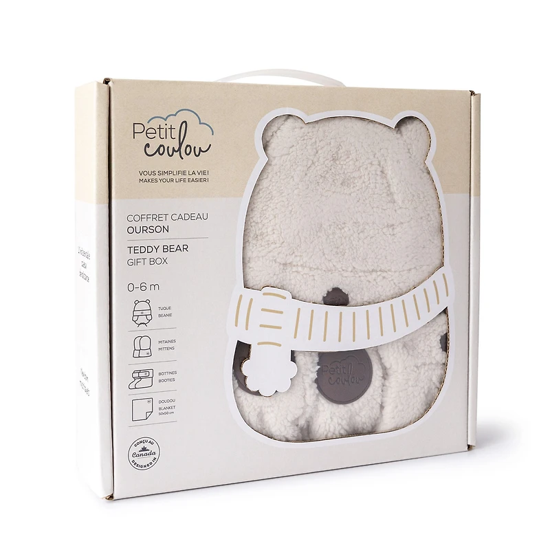 Coffret Cadeau Ourson Sherpa pour bébé - 4 accessoires