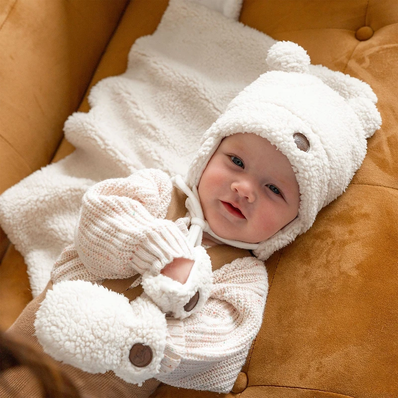 Coffret Cadeau Ourson Sherpa pour bébé - 4 accessoires
