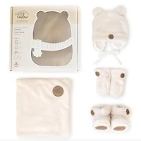 Teddy bear gift box for baby (4 accessories) - Cream 0-6M