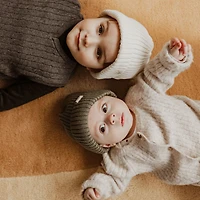 Kaki Rib Beanie 0-12mois