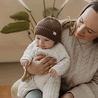 Brown Rib Beanie 0-6mois