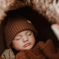 Brown Rib Beanie 0-6mois