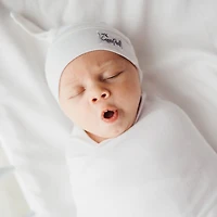 Top Knot Hat 0-4m - Dove White 