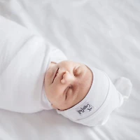 Top Knot Hat 0-4m - Dove White 