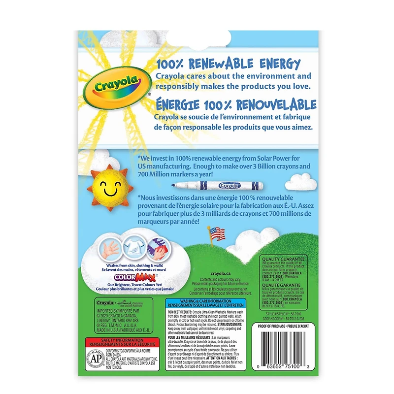 Crayons Ultra-Clean (12) Lavables  Pointes Fines