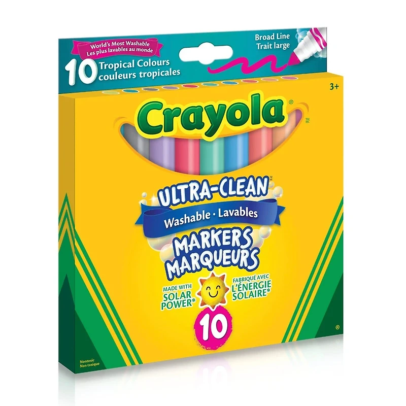 Ultra-Clean Washable Broad Line Markers, Tropical Colours, 10 Count