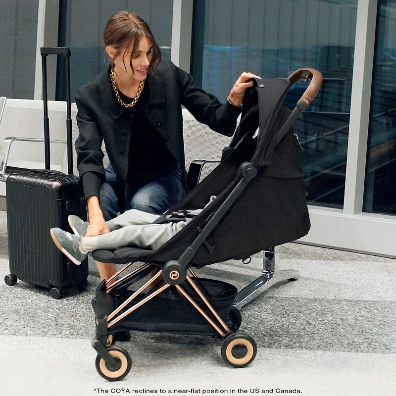 Coya Stroller - Rose Gold Frame with Peach Pink SeatP