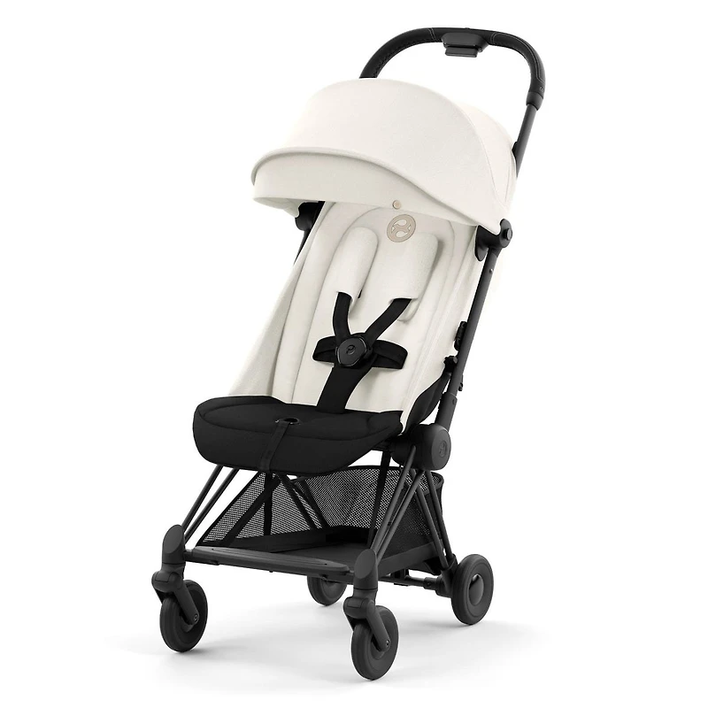 Coya Stroller - Matte Black Frame with Off-White Seat