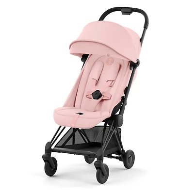 Coya Stroller - Matte Black Frame with Peach Pink Seat