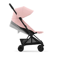 Poussette Coya - Cadre noir mat avec siège rose pêche
