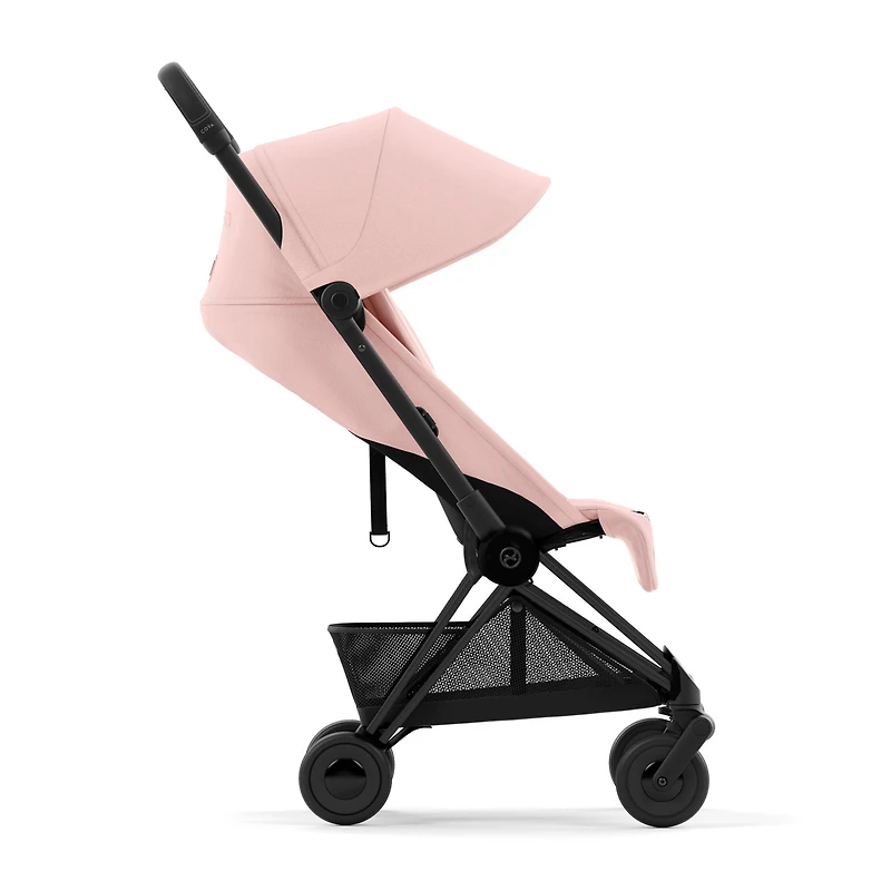 Poussette Coya - Cadre noir mat avec siège rose pêche