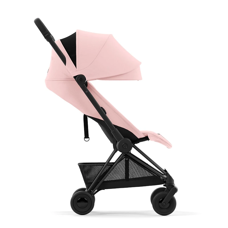 Coya Stroller - Matte Black Frame with Peach Pink Seat