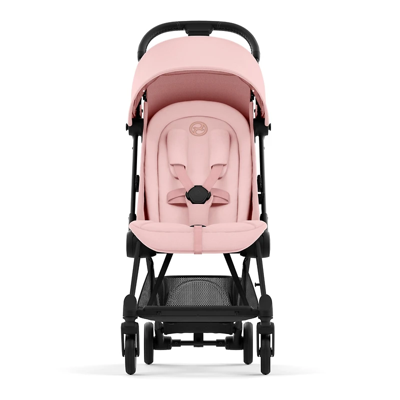 Poussette Coya - Cadre noir mat avec siège rose pêche