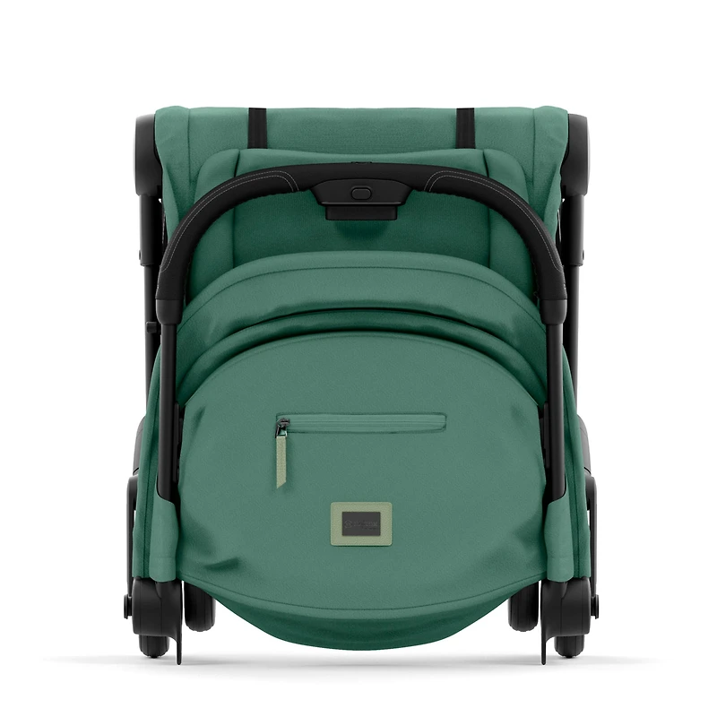 Poussette Coya - Cadre noir mat avec siège vert feuillage