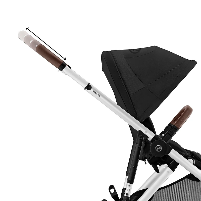 Gazelle S Stroller - Silver Frame with Moon Black Seat