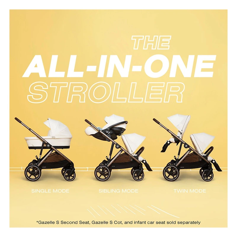 Gazelle S Stroller - Silver Frame with Moon Black Seat