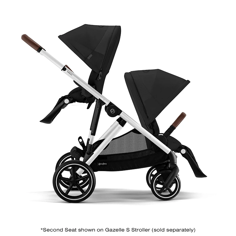 Gazelle S Second Seat – Moon Black with Brown Bumper Bar