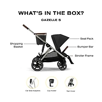 Poussette Gazelle S – Châssis Taupe avec siège Noir Moon