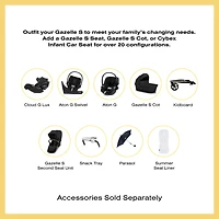 Poussette Gazelle S – Châssis Taupe avec siège Noir Moon