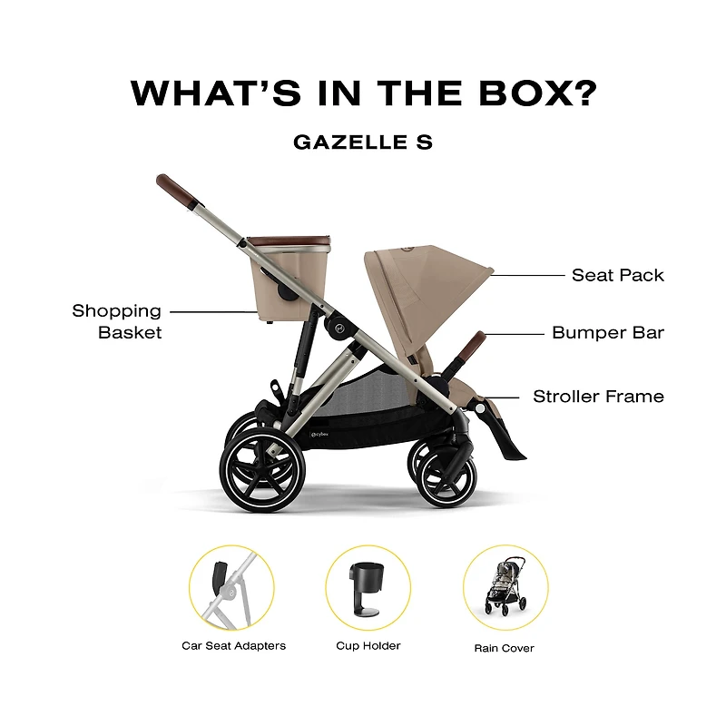 Gazelle S 2 Stroller - Taupe Frame with Almond Beige Seat