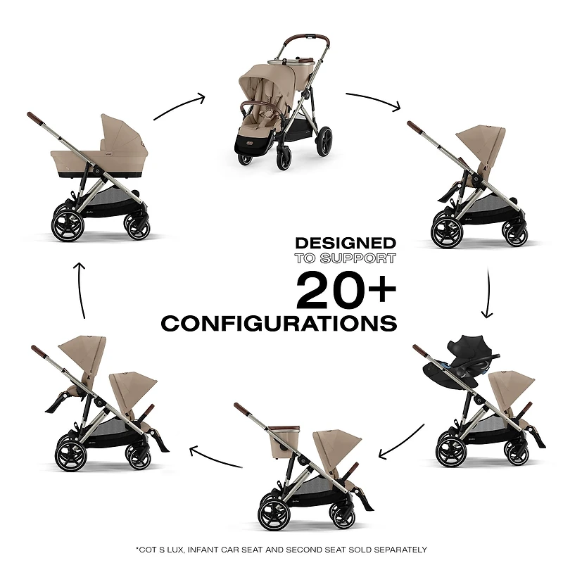 Gazelle S 2 Stroller - Taupe Frame with Almond Beige Seat