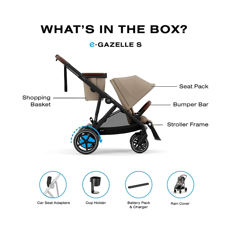 eGazelle S Electronic Assist Stroller - Black / Almond