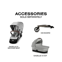 Gazelle S Stroller - Silver Frame with stone Grey seat