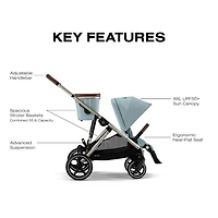 Gazelle S Stroller - Taupe Frame with Stormy Blue Seat