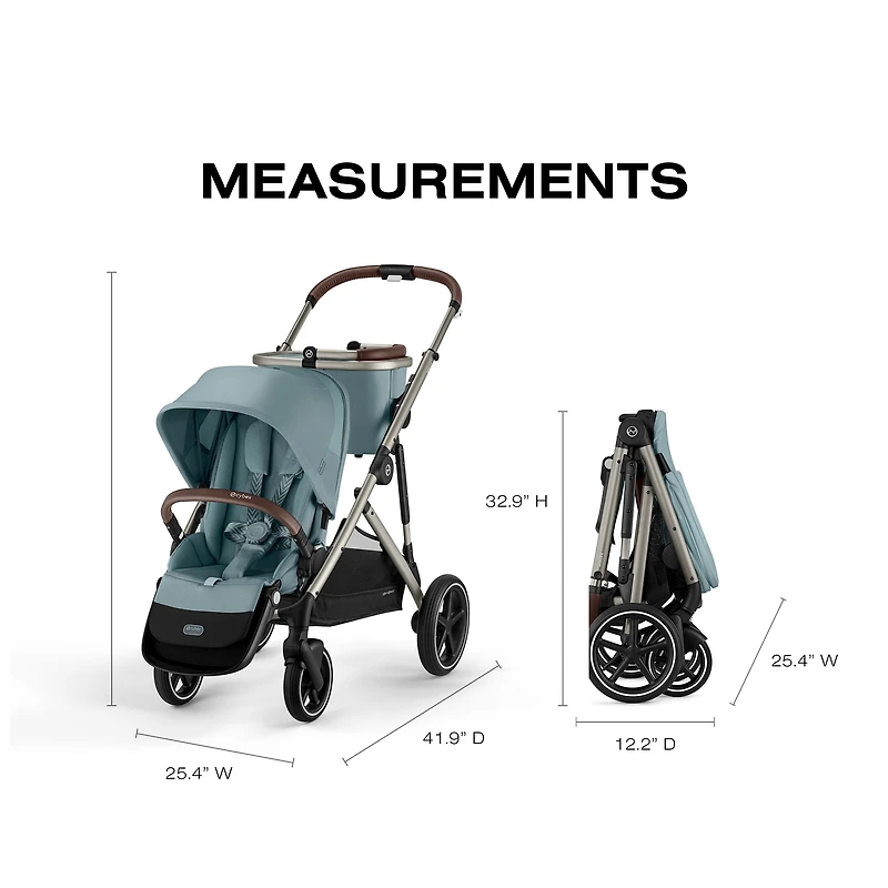 Poussette Gazelle S – Châssis couleur Taupe avec siège Stormy Bleu