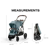 Poussette Gazelle S – Châssis couleur Taupe avec siège Stormy Bleu