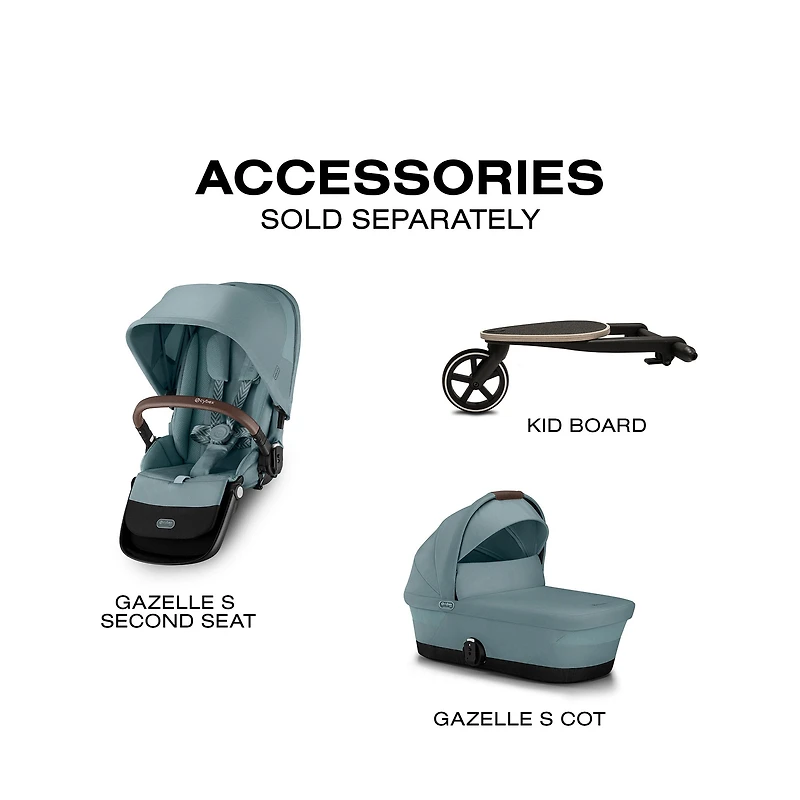 Gazelle S Stroller - Taupe Frame with Stormy Blue Seat