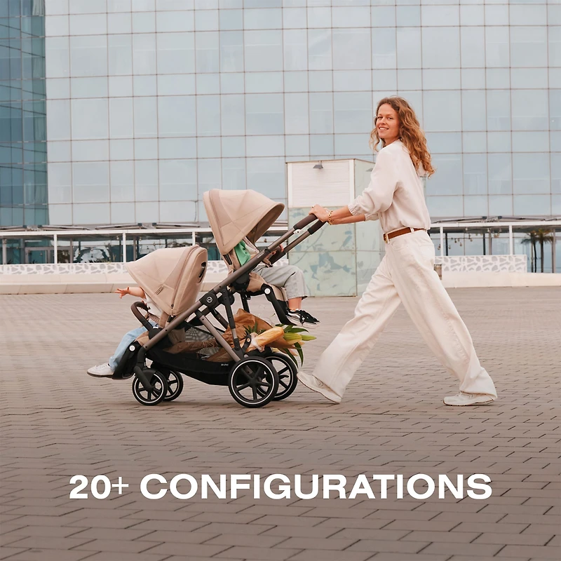 Poussette Gazelle S – Châssis couleur Taupe avec siège Stormy Bleu