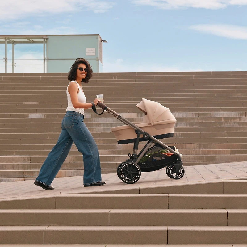 eGazelle S Electronic Assist Stroller - Silver Frame with Moon Black Seat