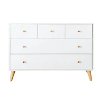 Commode 5 Tiroirs Austin - Blanc/ Naturel