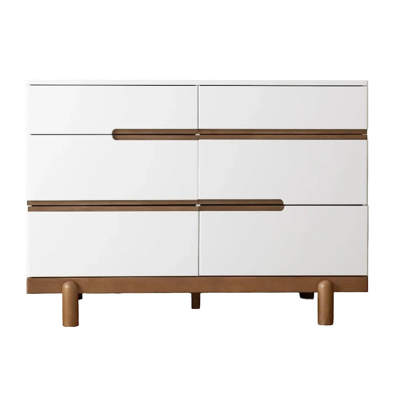 Commode 6 Tiroirs Bliss - Noyer / Blanc