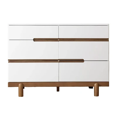 Commode 6 Tiroirs Bliss -  Noyer / Blanc