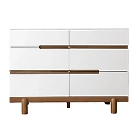 Commode 6 Tiroirs Bliss -  Noyer / Blanc