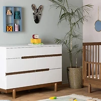 Commode 6 Tiroirs Bliss -  Noyer / Blanc