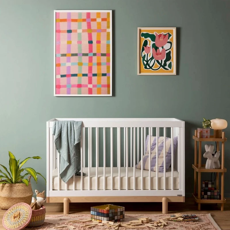 Bliss 4-In-1 Convertible Crib - White/Natural