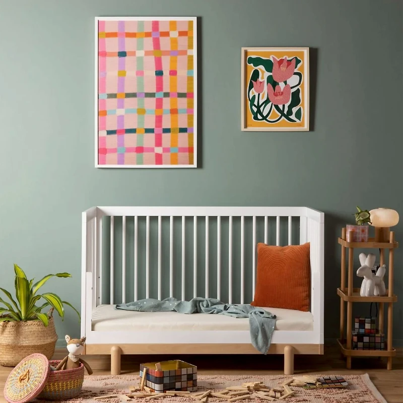 Bliss 4-In-1 Convertible Crib - White/Natural