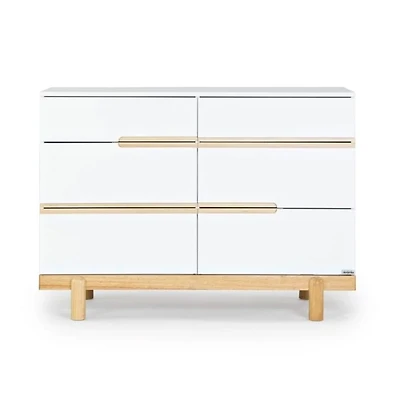 Commode 6 tiroirs Bliss - Blanc / Naturel
