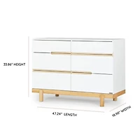 Bliss 6-Drawer Dresser - White / Natural