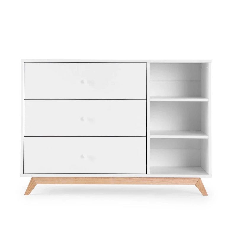 Central Park 3-drawer - White / Red oak