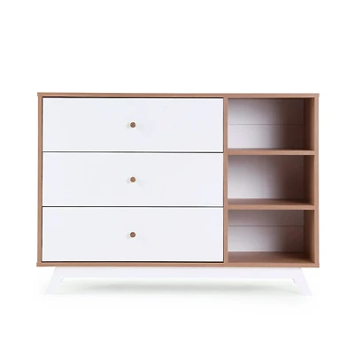 Central Park 3-drawer - White / Red oak