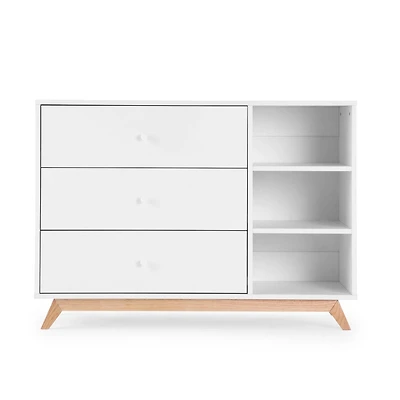 Commode 3 tiroirs Central Park - Blanc / Naturel