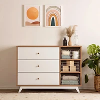 Central Park 3-drawer - White / Red oak