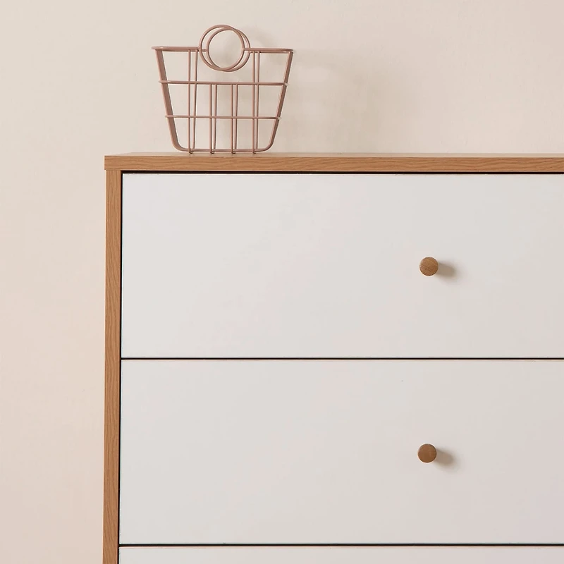 Central Park 3-drawer - White / Red oak