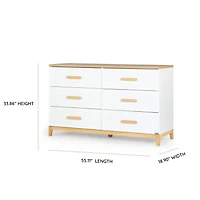 LaLa Big 6-drawer Dresser - White/Natural