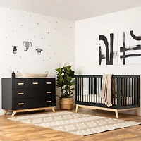 Soho 3-in-1 Convertible Crib - Black / Natural
