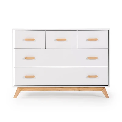 Commode 5 tiroirs Soho - Blanc / Naturel